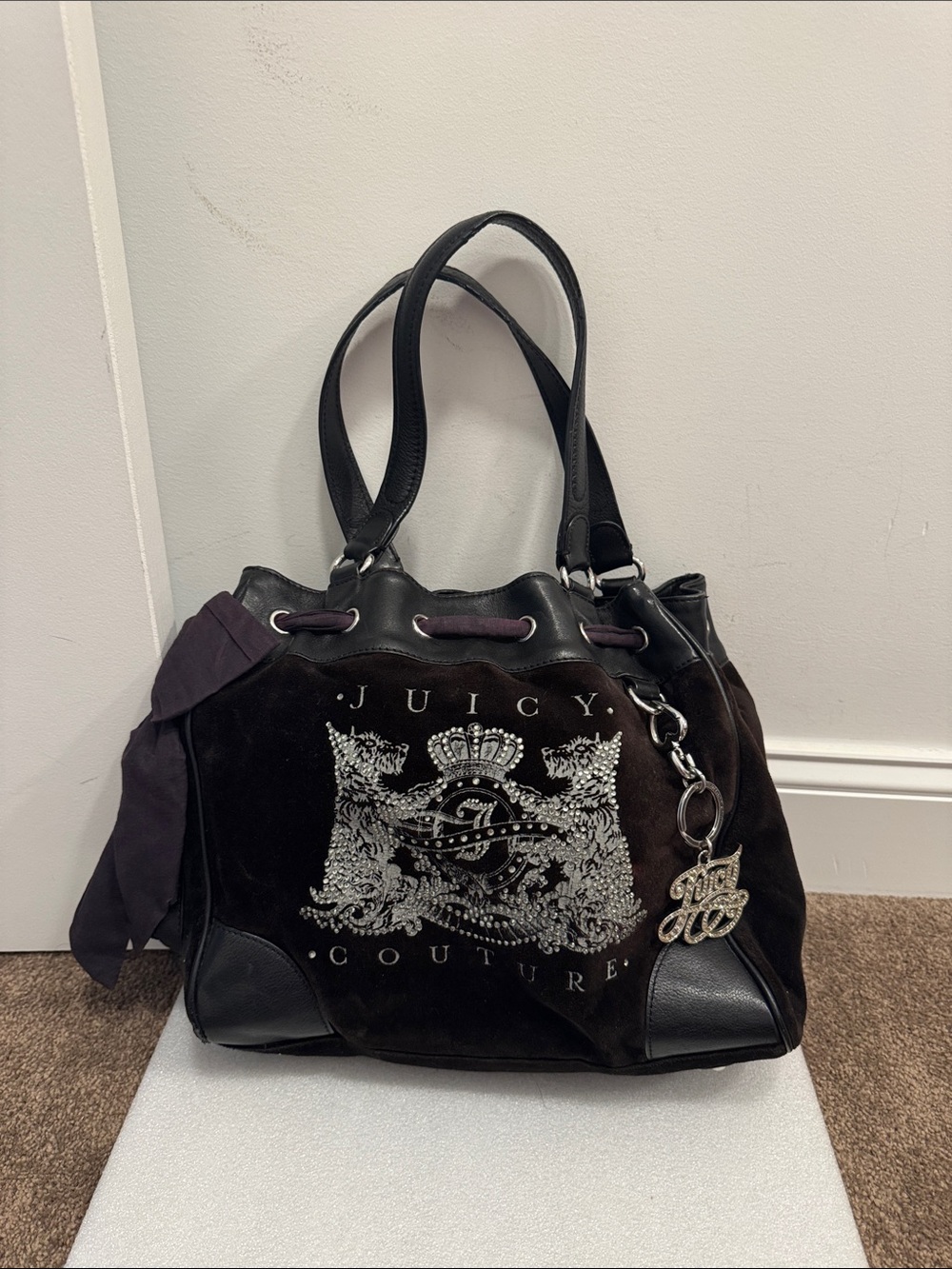 Juicy couture dreamer velour Scottie dog rhinestone y2k shoulder bag purse